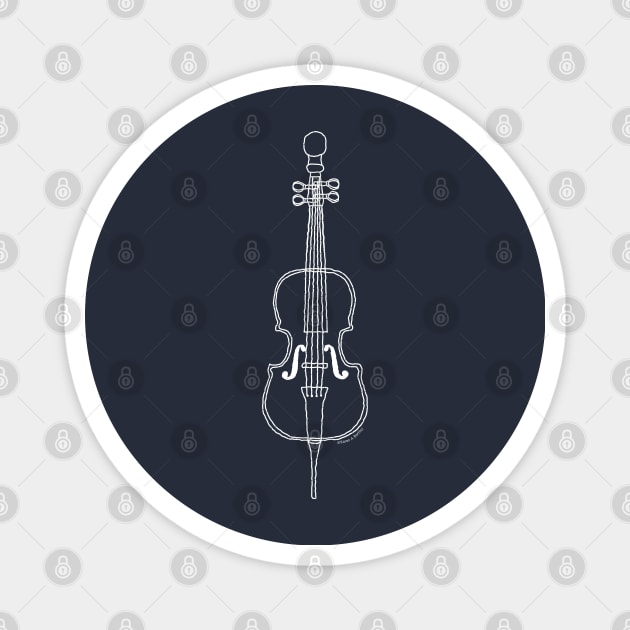 Cello Drawing in White Magnet by Barthol Graphics